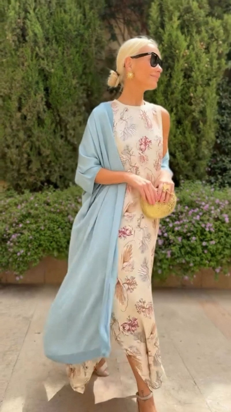 Zoe | Elegant long dress with matching shawl