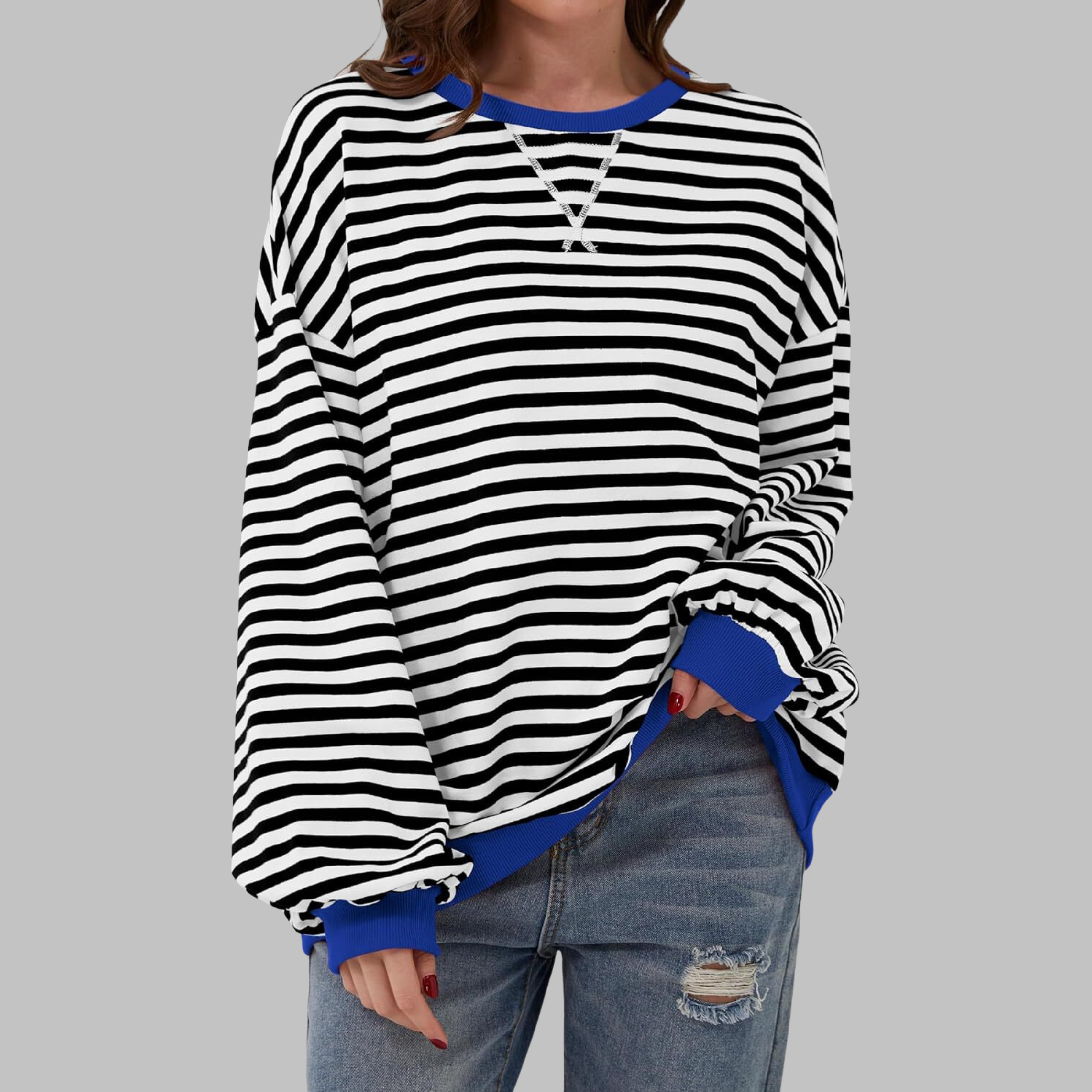 Anton– Striped Sweatshirt with Long Sleeves and Round Neckline