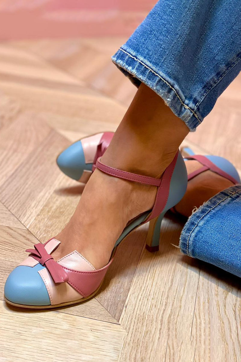 Amy | Colorful sandals with knot and strap, round toe