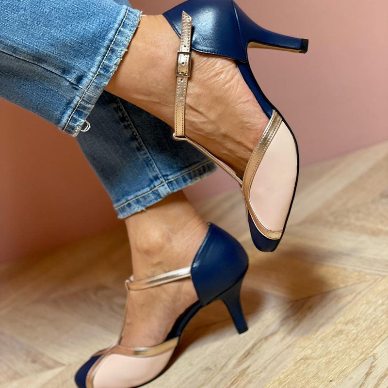 Ina | Colorful and Comfortable T-strap Heels with Round Toe