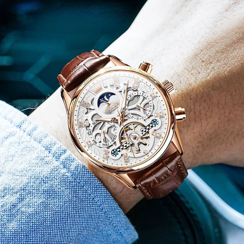 Automatic Mechanical Watch with Leather Strap™ - Olsen & Olsen