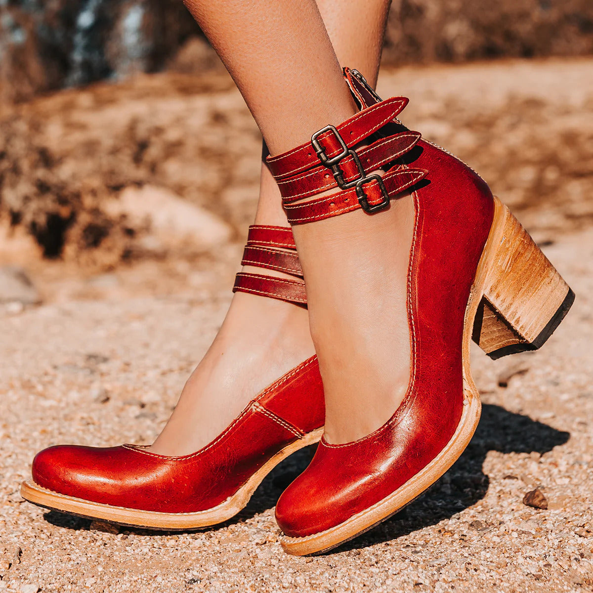 Gia | Multi-Strap Heels with Thick Heel