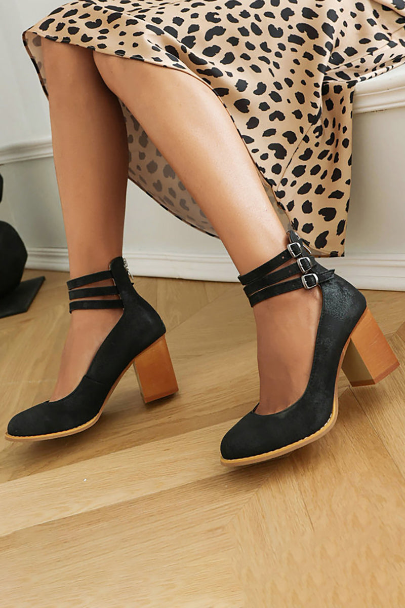 Ivy | Smooth sandals with ankle strap and thick heel