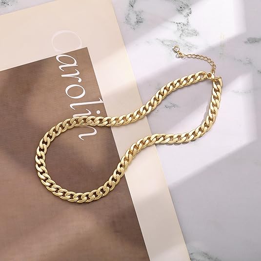 Ziva Thick Cuban Link Necklace | Gold
