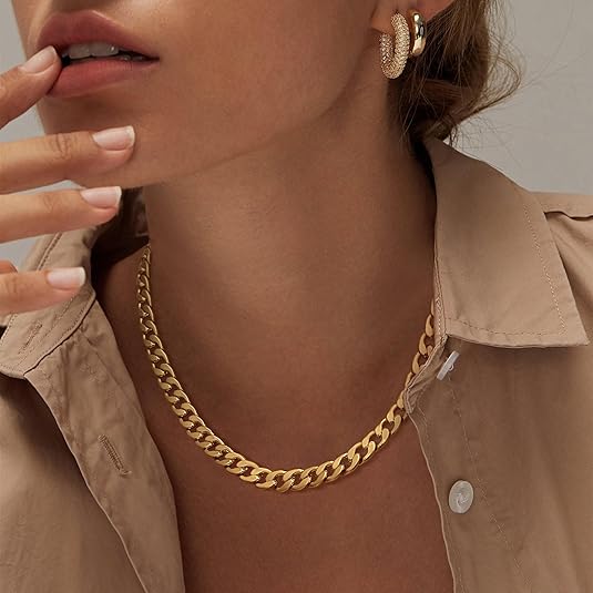 Ziva Thick Cuban Link Necklace | Gold