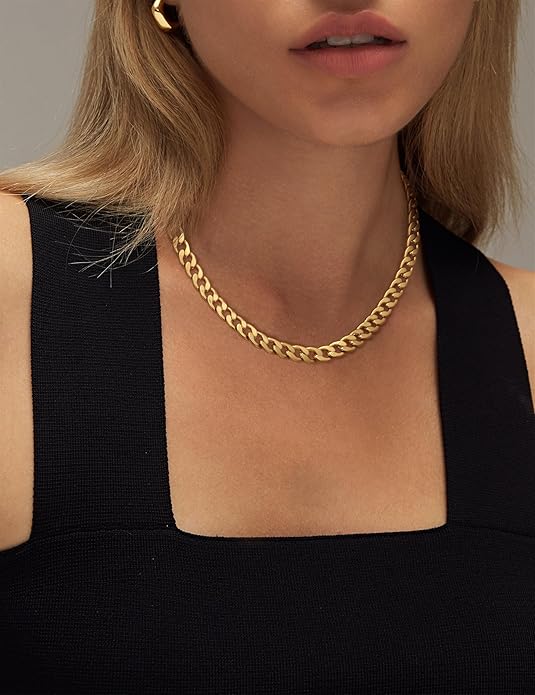 Ziva Thick Cuban Link Necklace | Gold