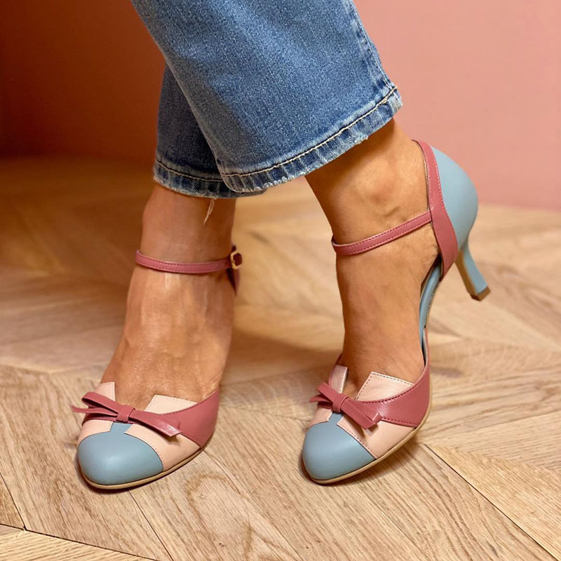 Amy | Colorful sandals with knot and strap, round toe