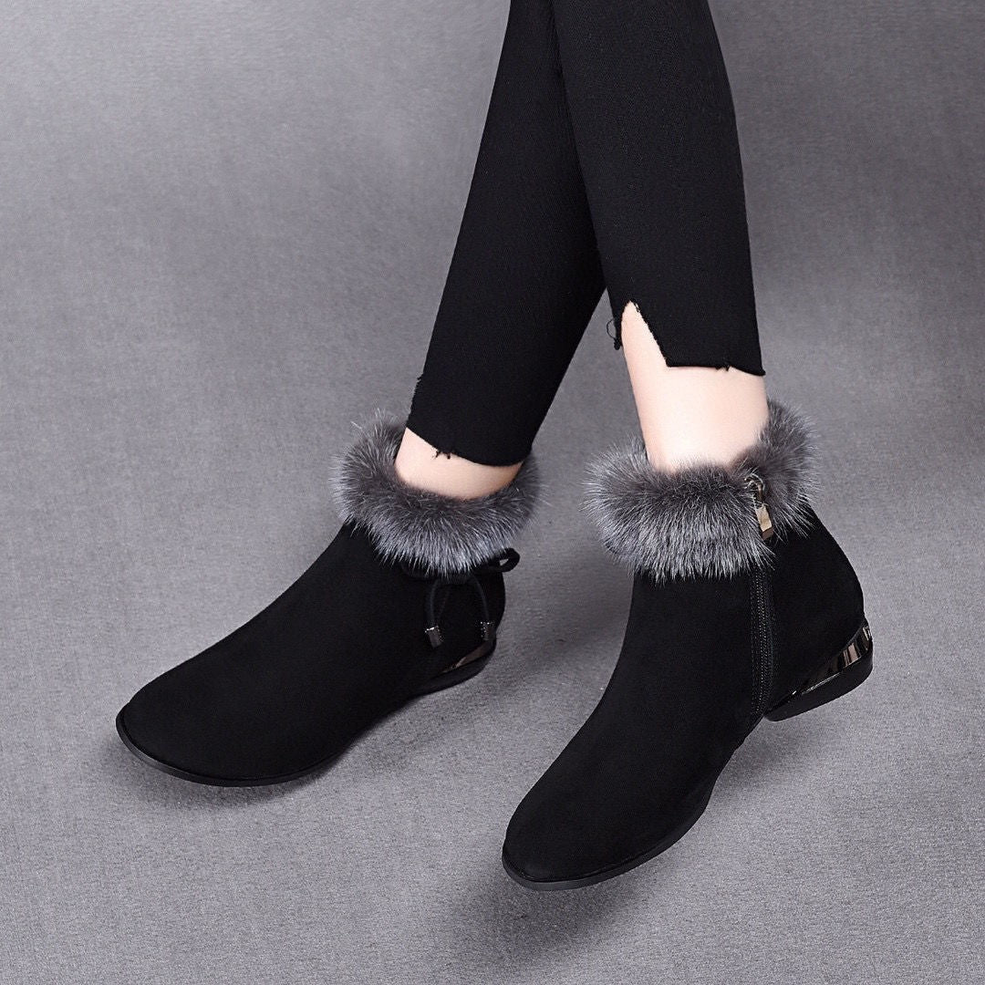 🔥[Promotion] Soft Leather Ankle Boots with Medium Heel – Elegant, Comfortable, and Perfect for Fall and Winter!