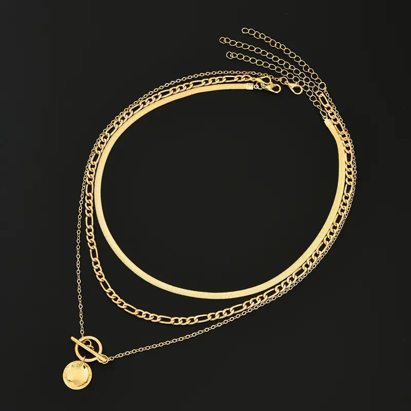 Demi Layered necklace with textured coins Savira | Gold