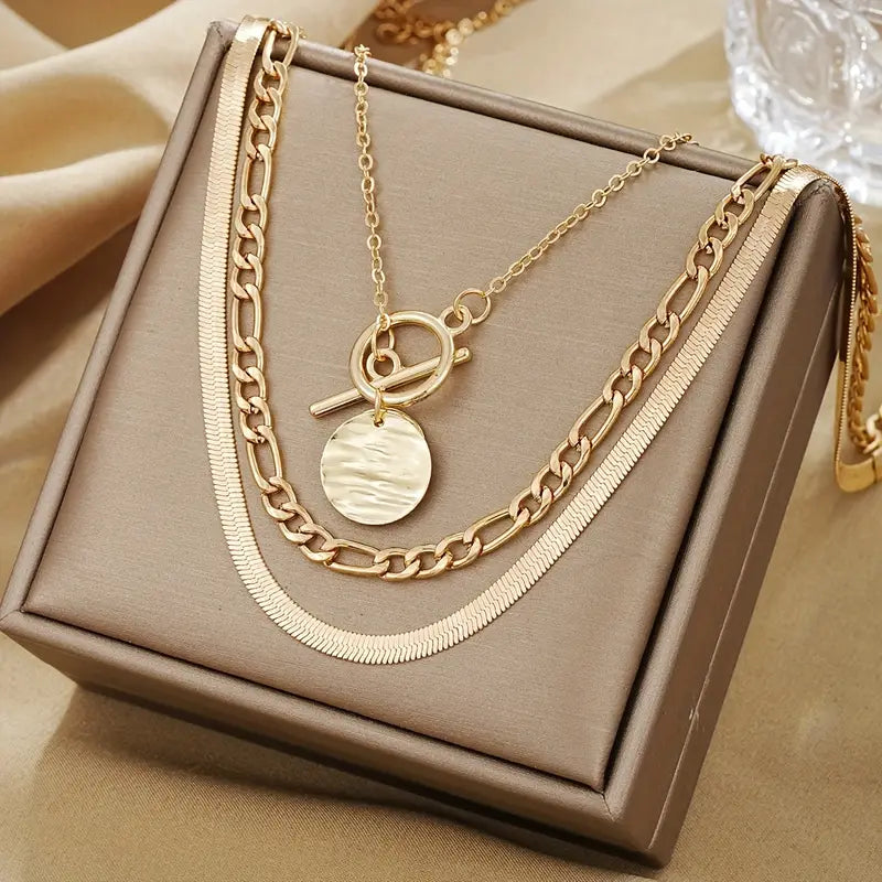 Demi Layered necklace with textured coins Savira | Gold