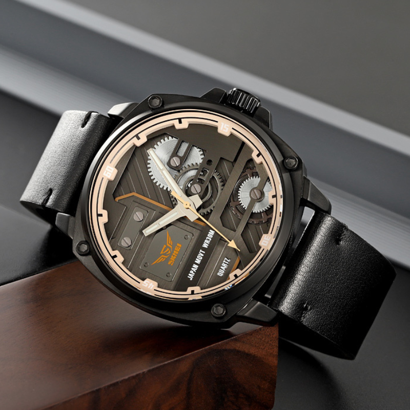 Men's Leather Quartz Watch™ - Olsen & Olsen
