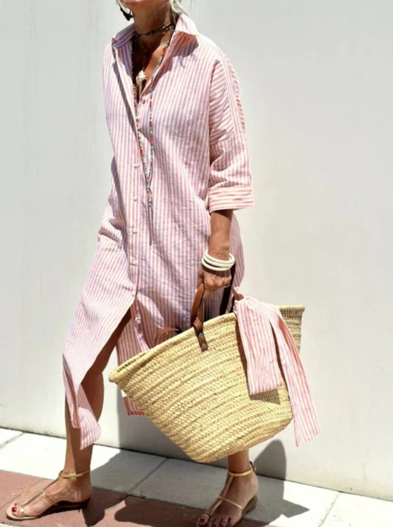 Éliane | Striped Dress with Collar