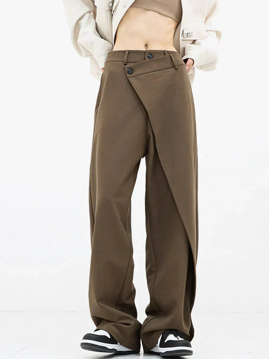 Leja - wide-leg pants with overlapping buttons for women