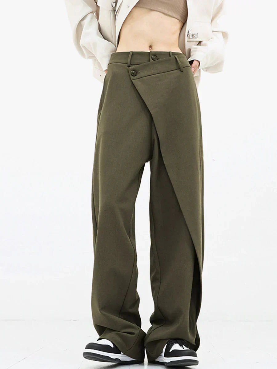 Leja - wide-leg pants with overlapping buttons for women