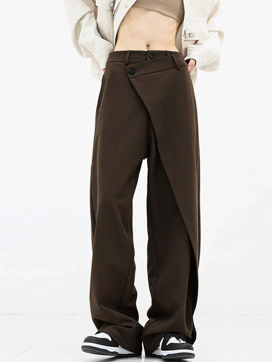 Leja - wide-leg pants with overlapping buttons for women