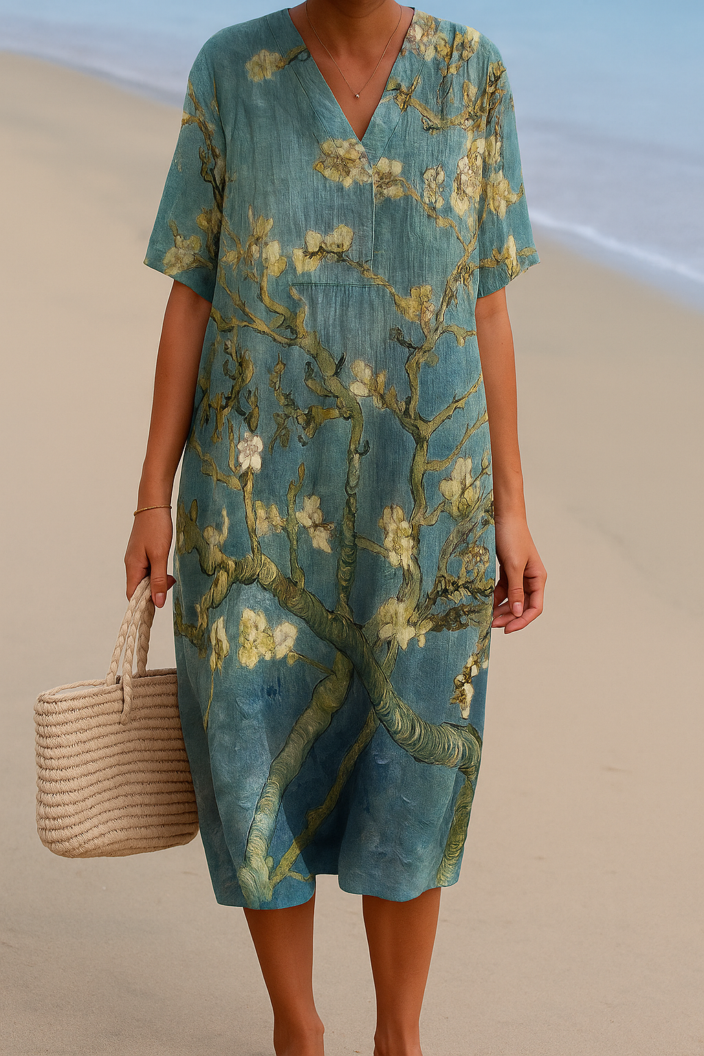 ALMONDE | Teal Flower Printed Dress