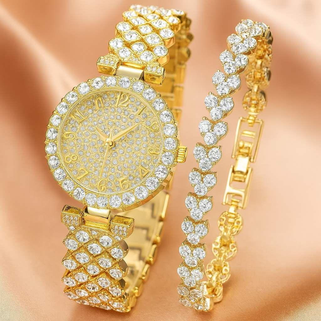 Cass Radiance Gold Watch and Bracelet Set | Gold