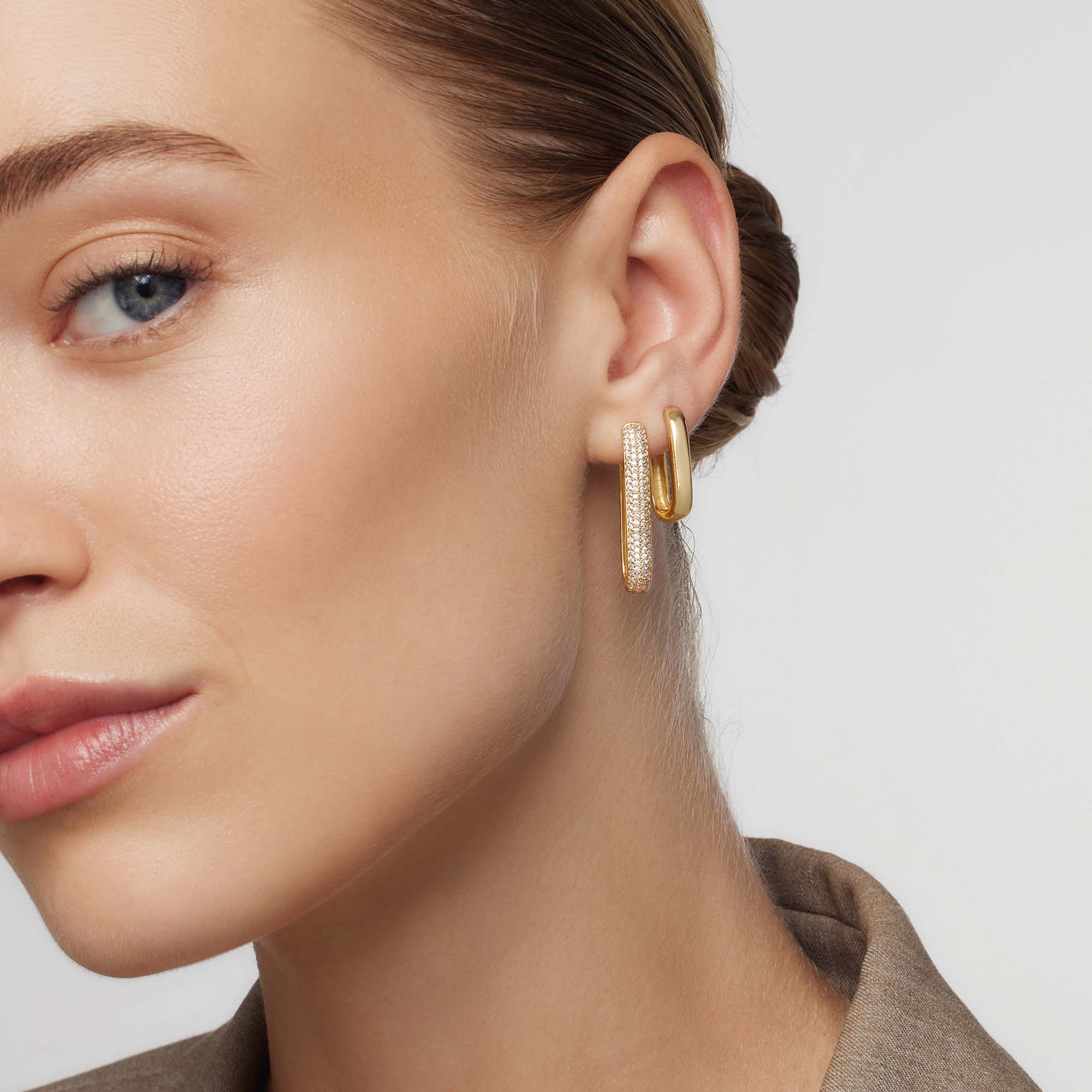 Nola Hoop earrings with large pavé icons | Gold