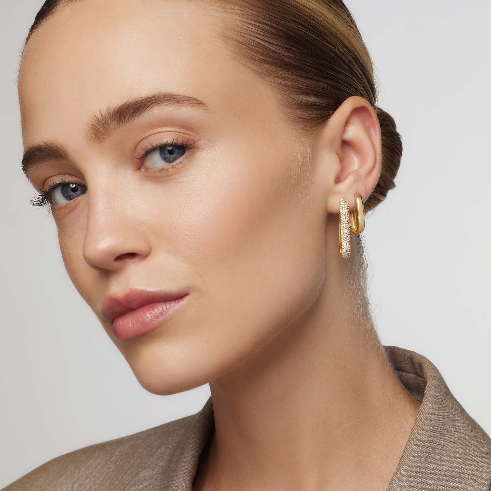 Nola Hoop earrings with large pavé icons | Gold