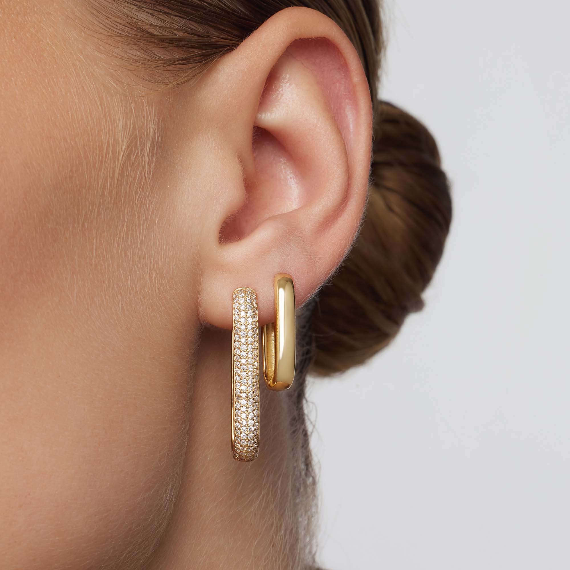 Nola Hoop earrings with large pavé icons | Gold