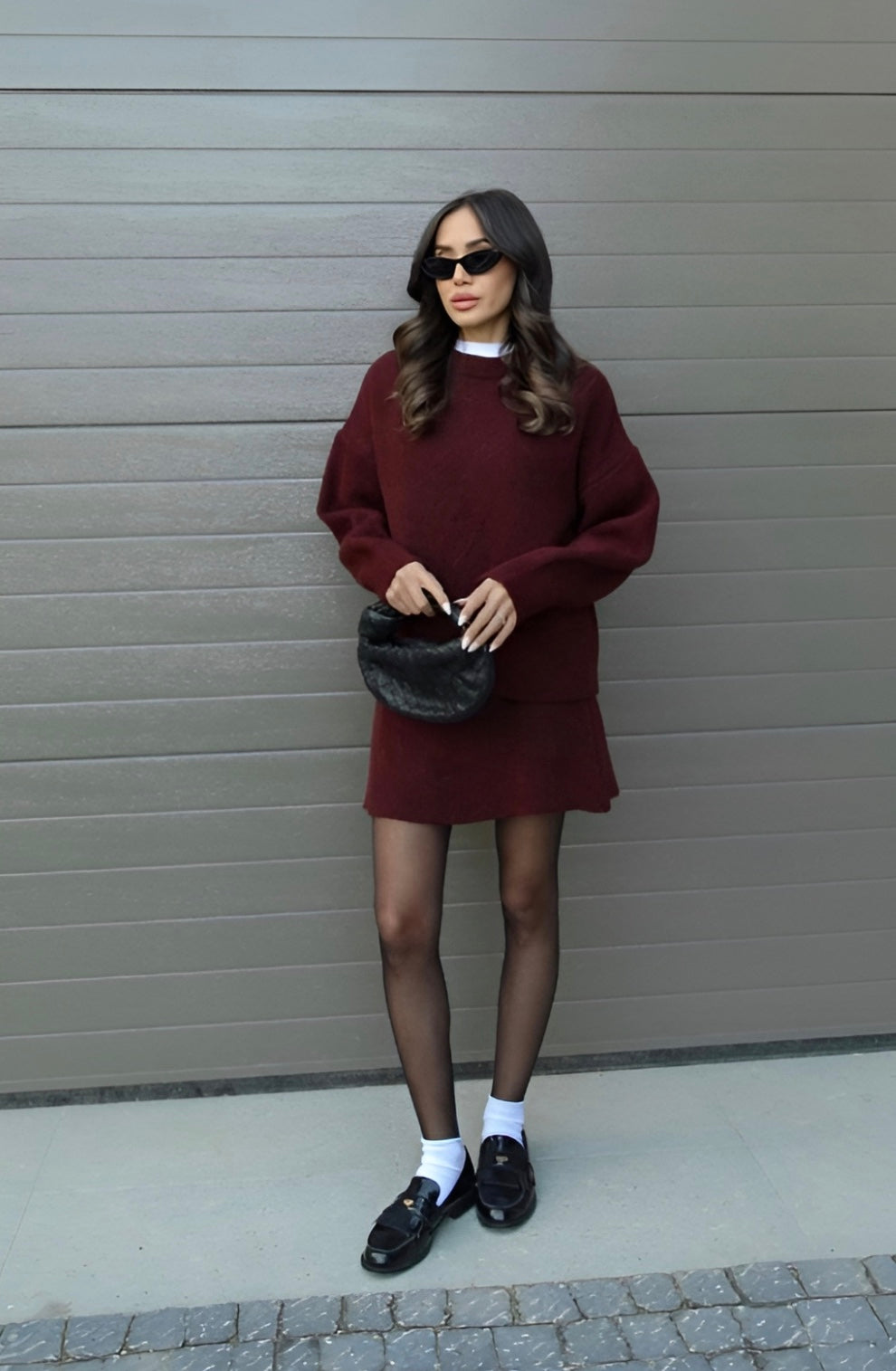 GRAY | COMFORTABLE KNITTED TWO-PIECE SET