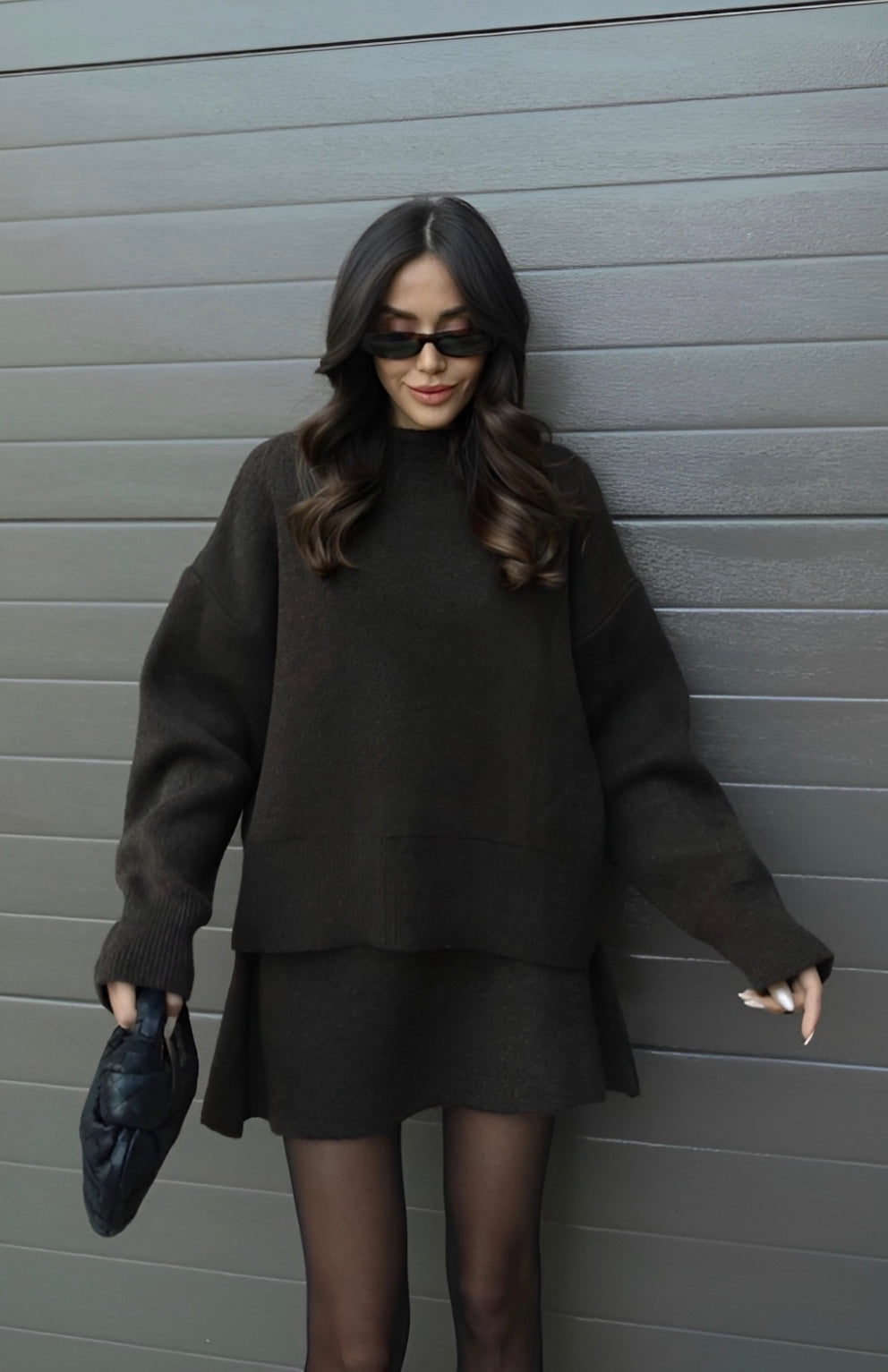 GRAY | COMFORTABLE KNITTED TWO-PIECE SET