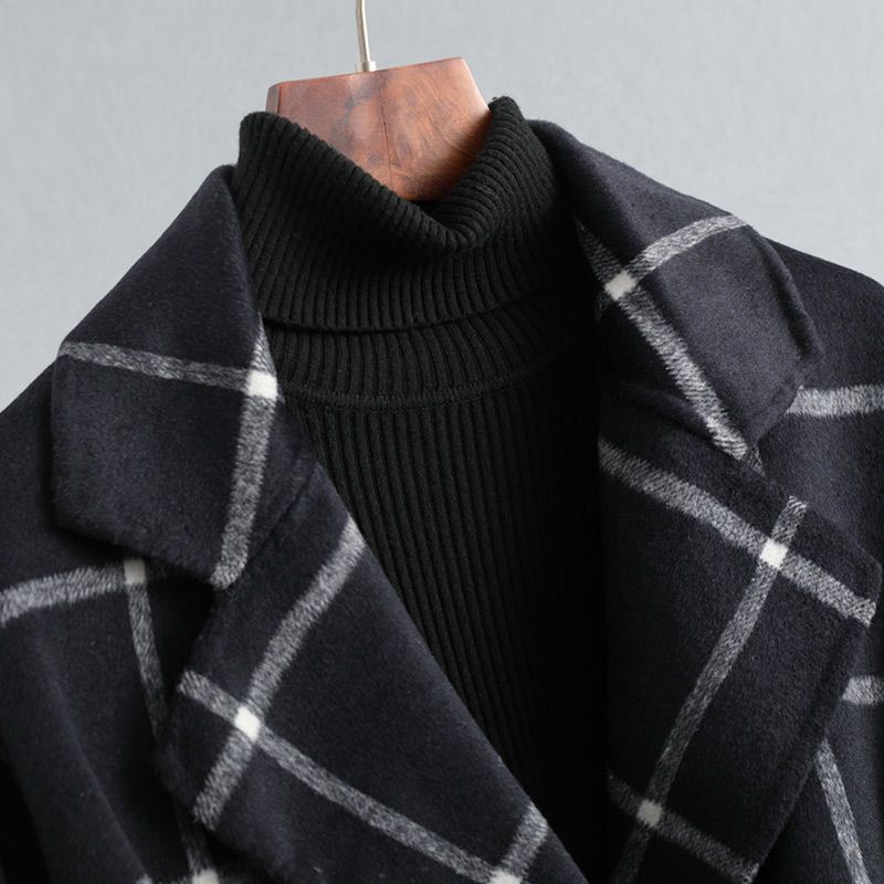 Women's Retro Lapel Plaid Tweed Coat