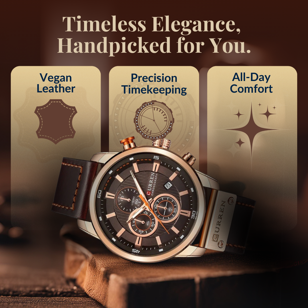 Elegant Quartz Watch with Leather Strap™ by Olsen & Olsen