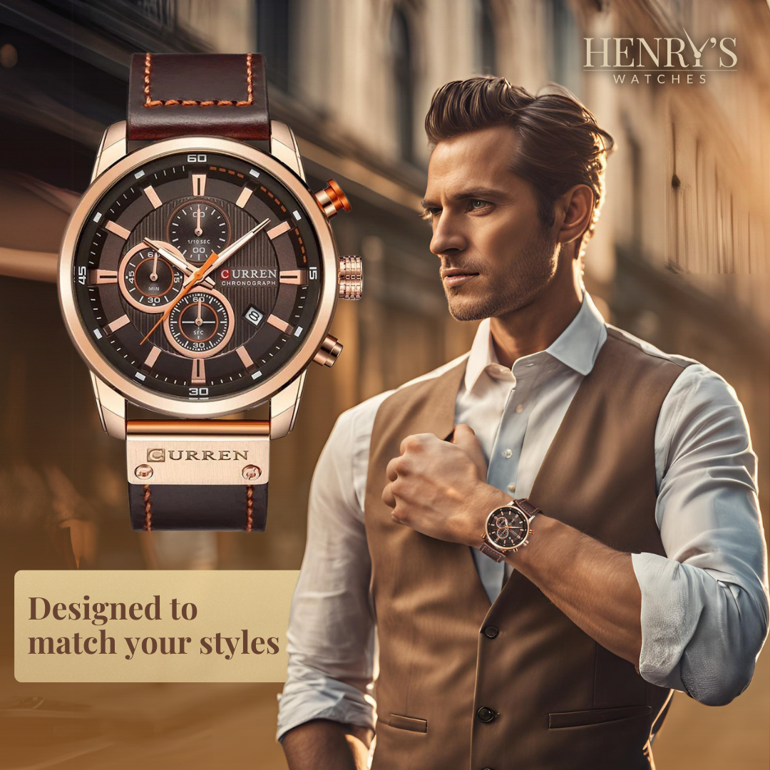 Elegant Quartz Watch with Leather Strap™ by Olsen & Olsen
