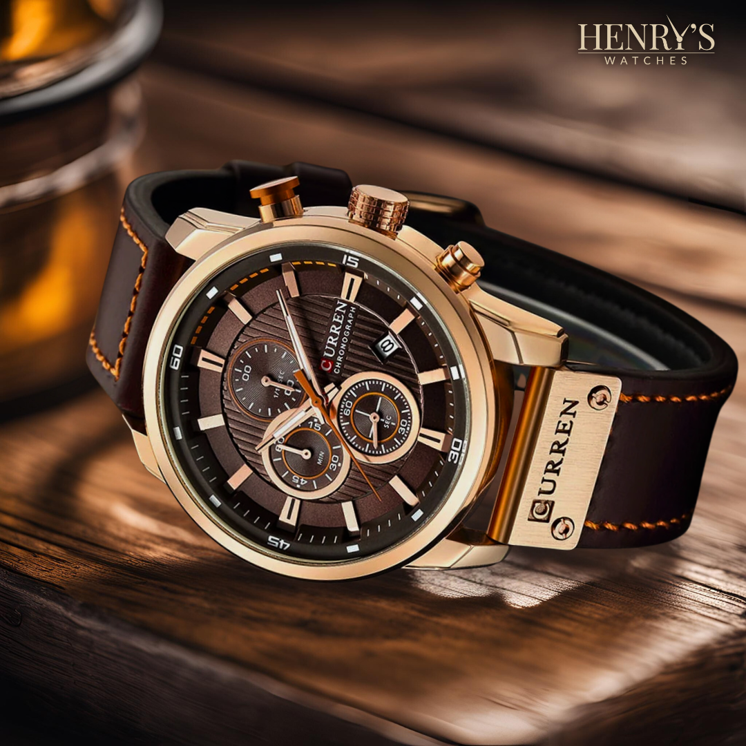 Elegant Quartz Watch with Leather Strap™ by Olsen & Olsen