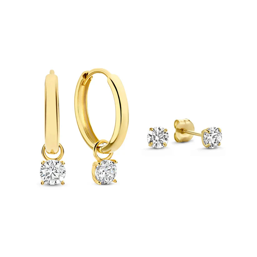 Vera Moon Tears Stone Earrings Set | Gold