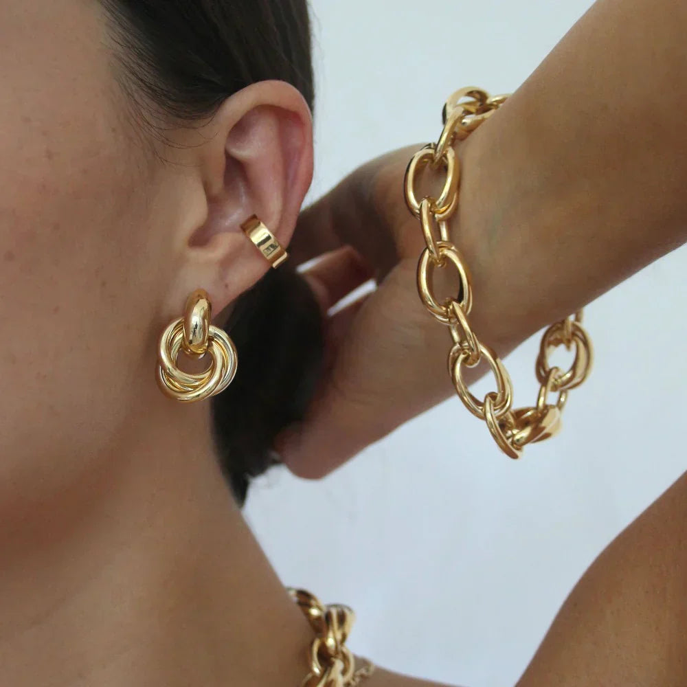 Maia Twisted Statement Earrings | Gold