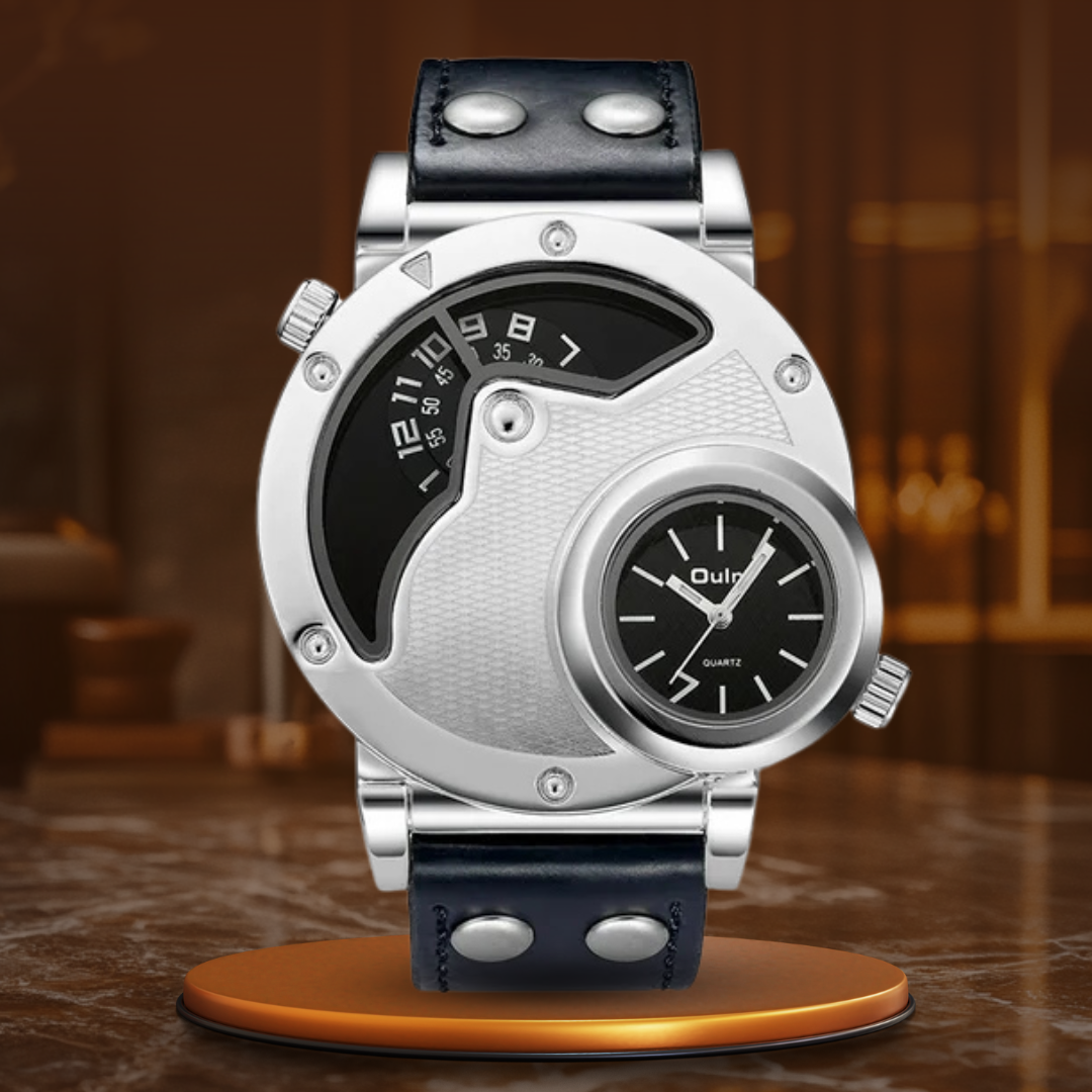 Multi-Time Zone Leather Strap Watch™ - Olsen & Olsen