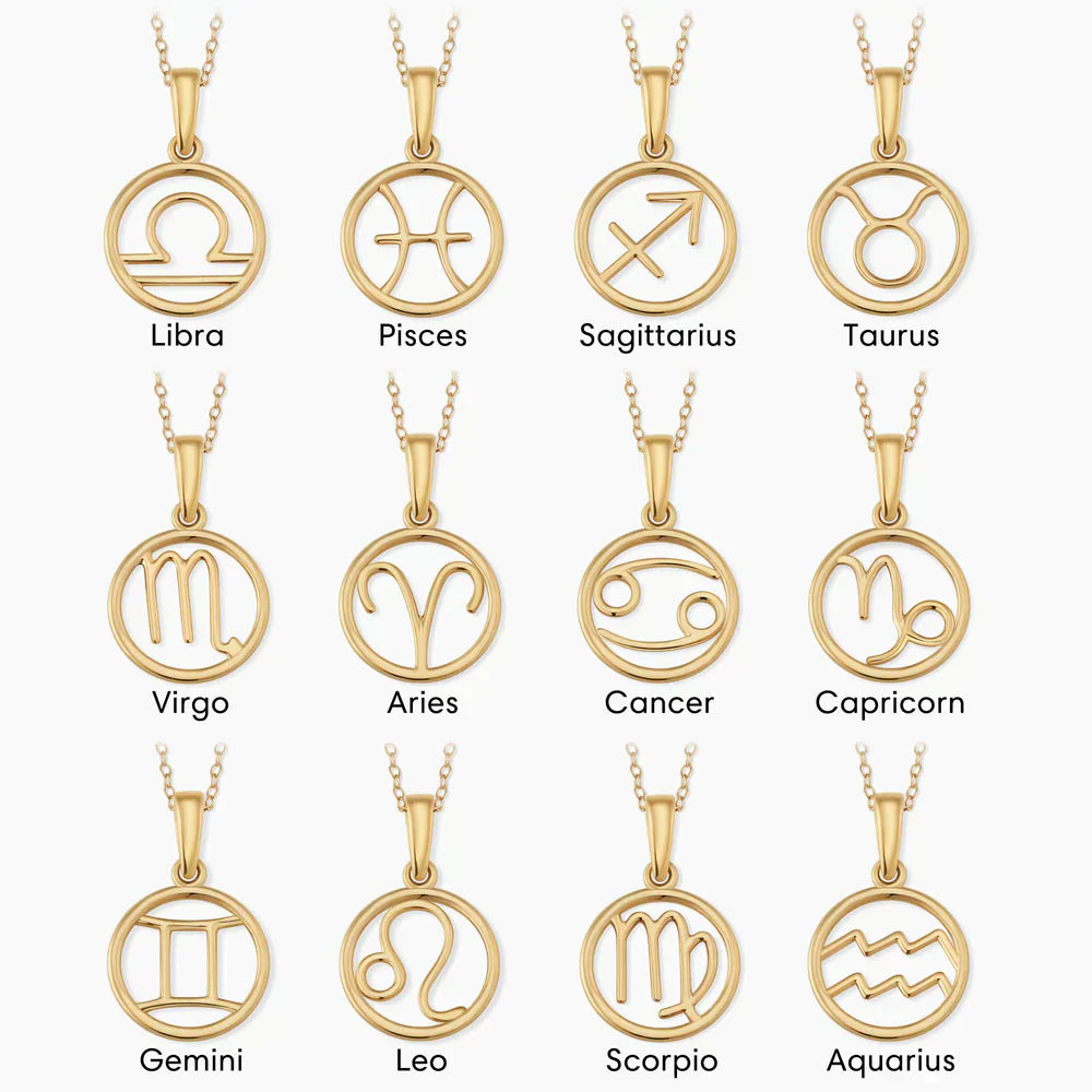 Rose Zodiac Sign Necklace | Gold