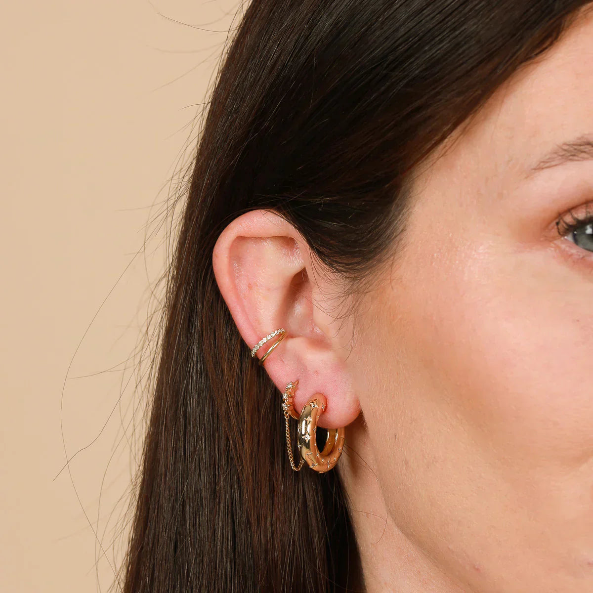Gaia Cosmic Hoop Earrings | Gold