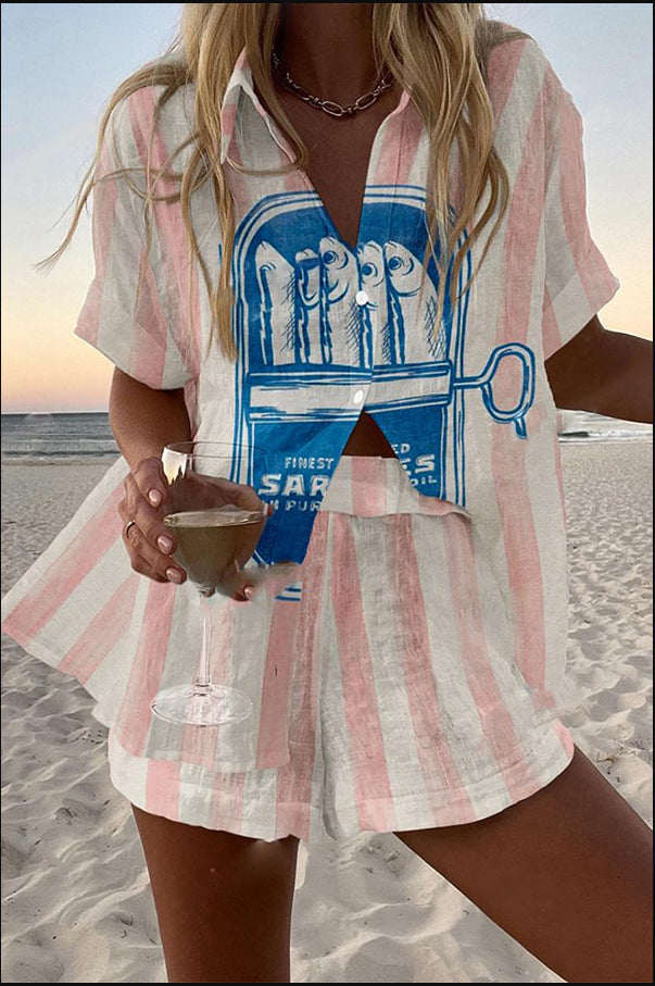 NAOMI | SHORT LINEN SET WITH PRINT