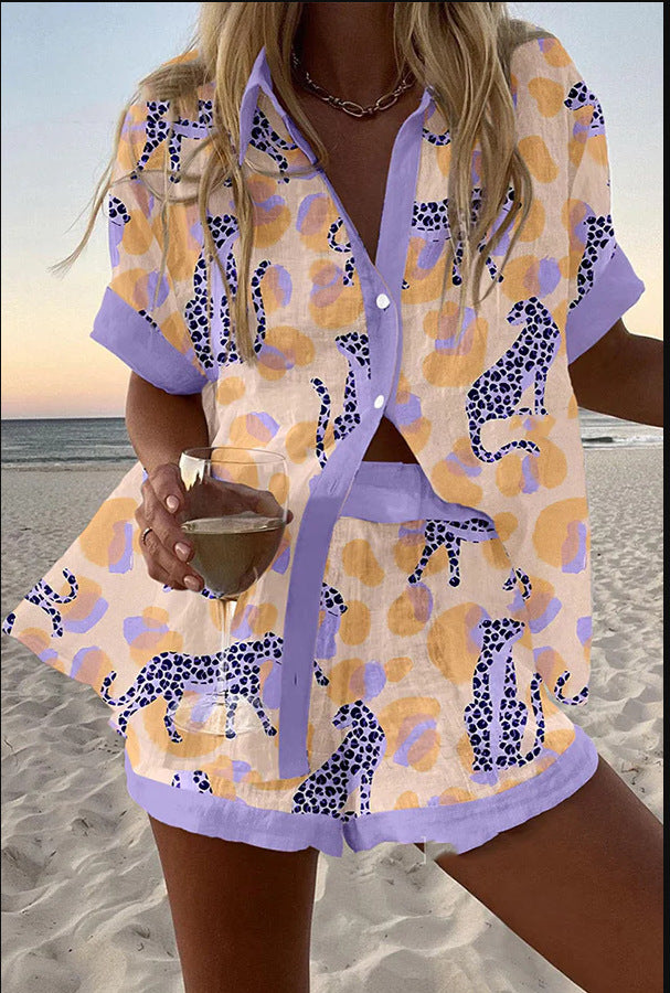 AURORA | SHORT LINEN PRINTED SET