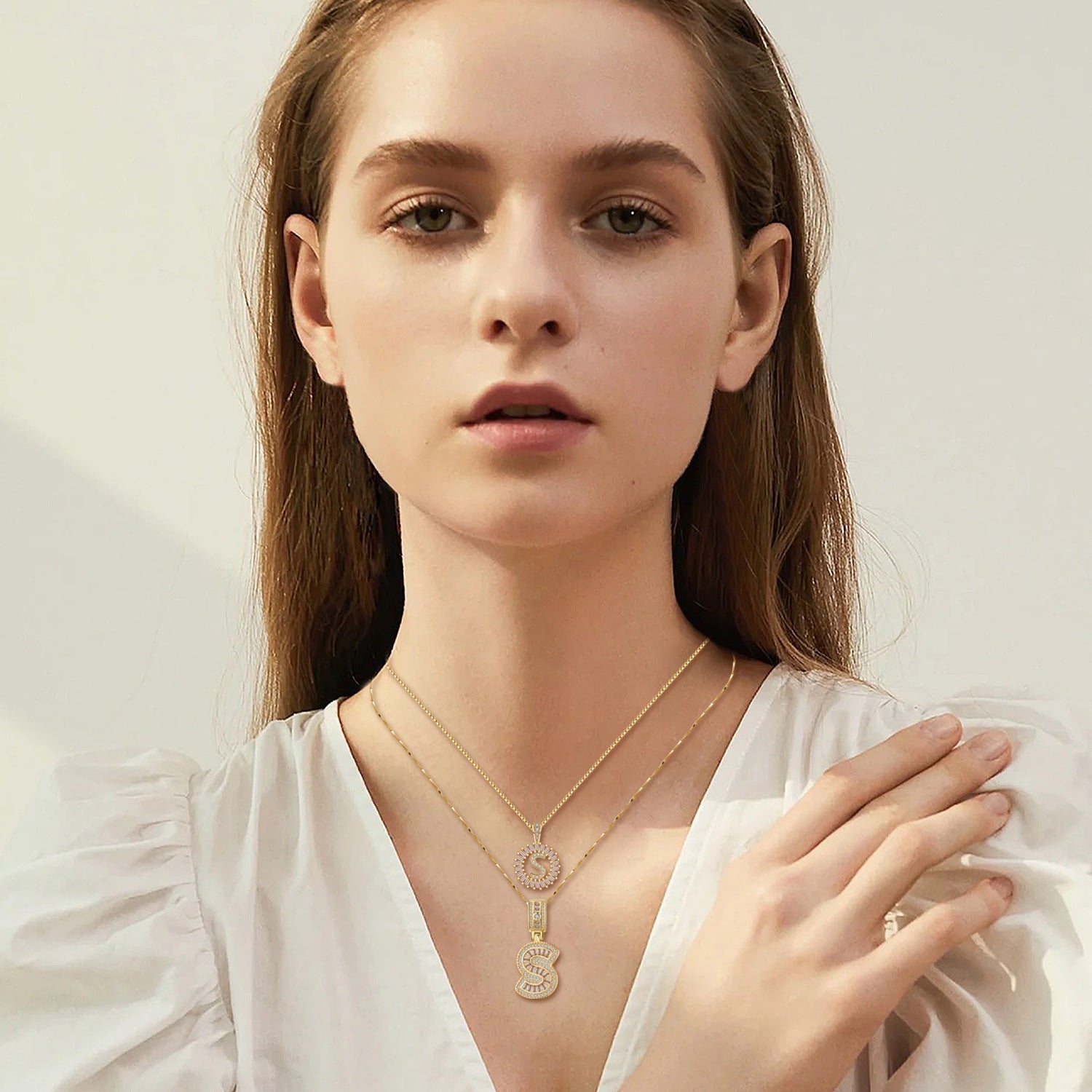 Lark Necklace with embedded initial | Gold