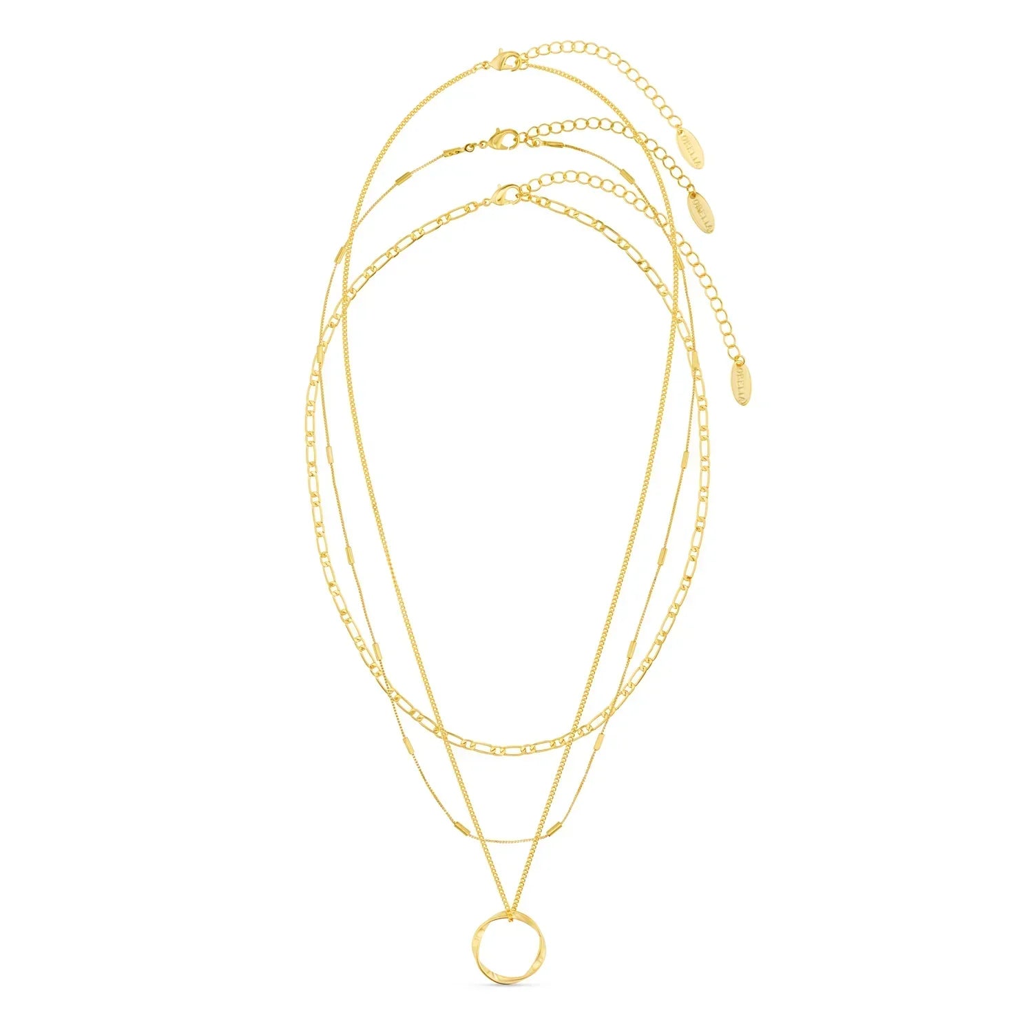 Fern Three-strand necklace with open circle | Gold