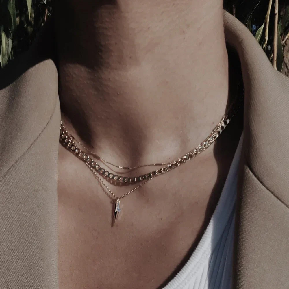 Enid Flat link chain necklace | Gold