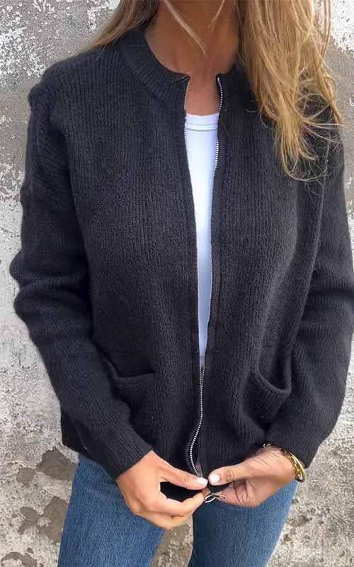 Odessa - Knitted Cotton Jacket with Zipper