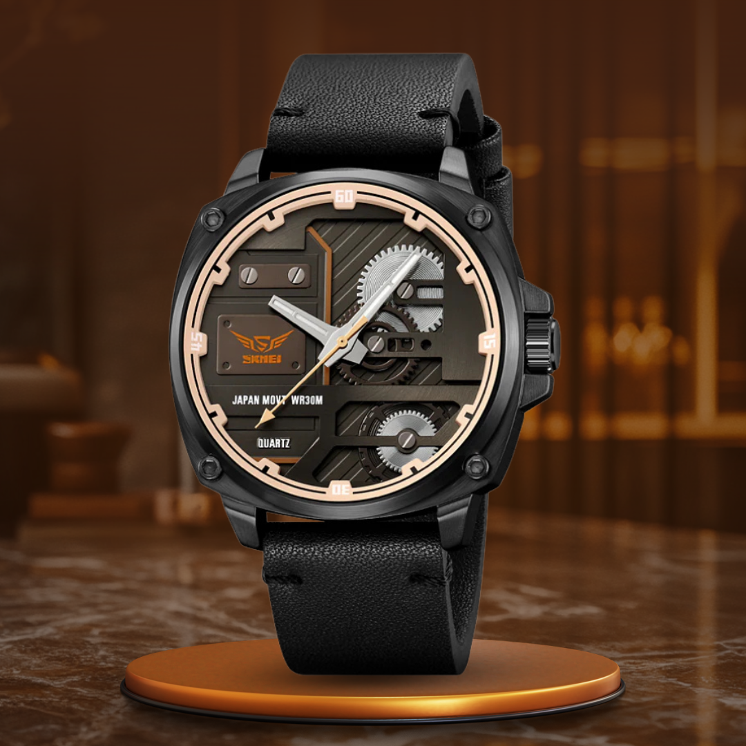 Men's Leather Quartz Watch™ - Olsen & Olsen