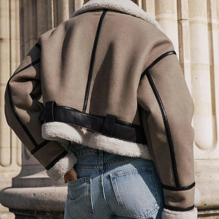 Patty | Versatile Khaki Leather Jacket