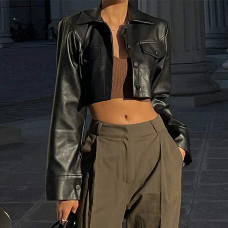 Elodie | Elegant Faux Leather Jacket