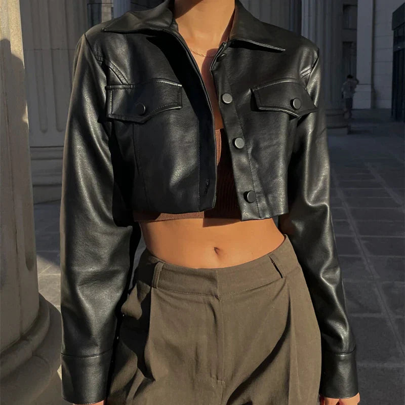 Elodie | Elegant Faux Leather Jacket