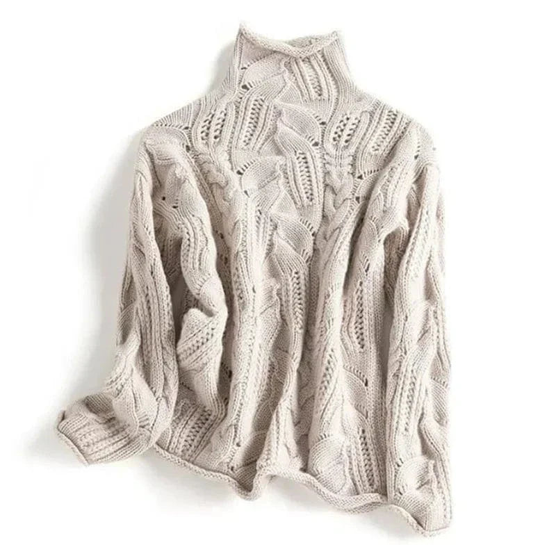 Ksenia – Cashmere Turtleneck with Braided Pattern