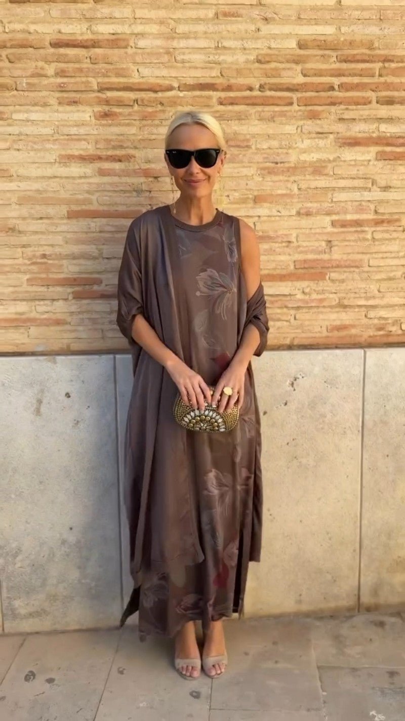 Abigail| Elegant Long Dress with Matching Shawl