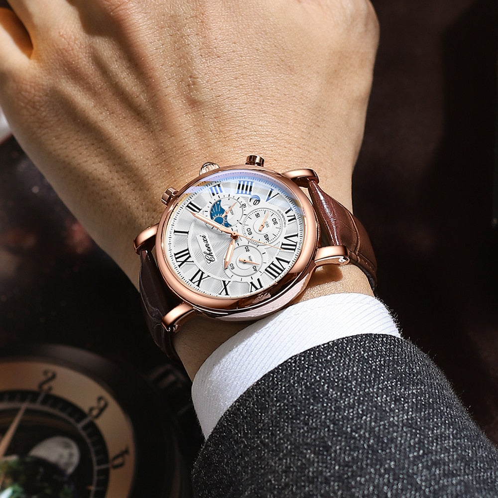 Luxury Leather Strap Quartz Watch™ - Olsen & Olsen