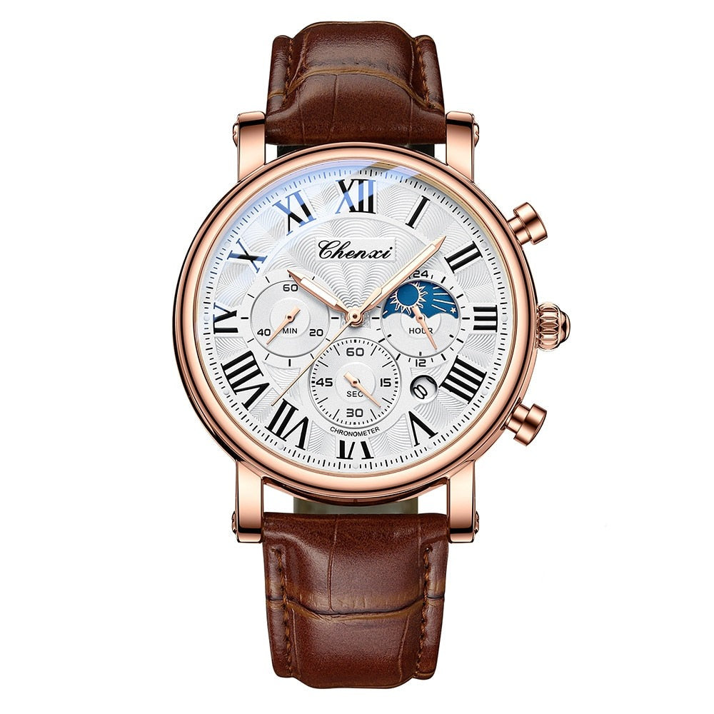 Luxury Leather Strap Quartz Watch™ - Olsen & Olsen