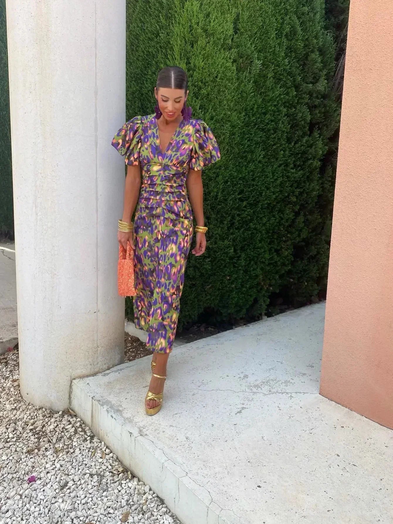 Gabriella - Vibrant Puff Sleeve Dress